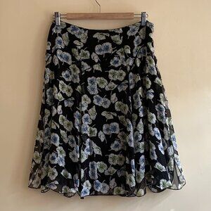 VINTAGE Floral 100% Silk Skirt by Nine West Size 6
